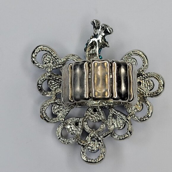 PEACOCK Ring Blue Crystals Stretch Band Ring - Picture 6 of 11